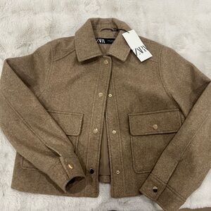 Zara Women's Tan Cropped Coat